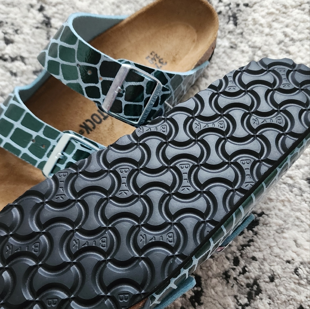 Birkenstock Arizona Gator Gleam Ocean Breeze Womens Size 37 (US 6-6.5) Boho Chic - Picture 3 of 4
